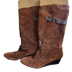 Nine West Brown Suede Wedge Boots
